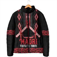Toitu Te Tiriti Waitangi Padded Jacket Black Wharenui House LT9 - Polynesian Pride