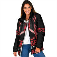 Toitu Te Tiriti Waitangi Padded Jacket Black Wharenui House LT9 Women Black - Polynesian Pride