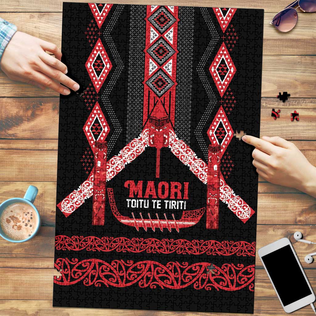 Toitu Te Tiriti Waitangi Puzzle Black Wharenui House LT9 Black - Polynesian Pride