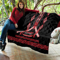 Toitu Te Tiriti Waitangi Quilt Black Wharenui House LT9 - Polynesian Pride