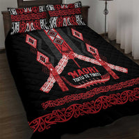 Toitu Te Tiriti Waitangi Quilt Bed Set Black Wharenui House LT9 Black - Polynesian Pride