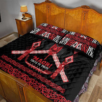 Toitu Te Tiriti Waitangi Quilt Bed Set Black Wharenui House LT9 - Polynesian Pride
