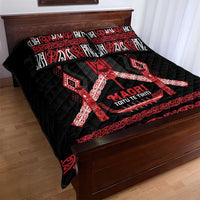 Toitu Te Tiriti Waitangi Quilt Bed Set Black Wharenui House LT9 - Polynesian Pride