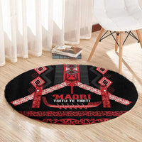 Toitu Te Tiriti Waitangi Round Carpet Black Wharenui House LT9 - Polynesian Pride