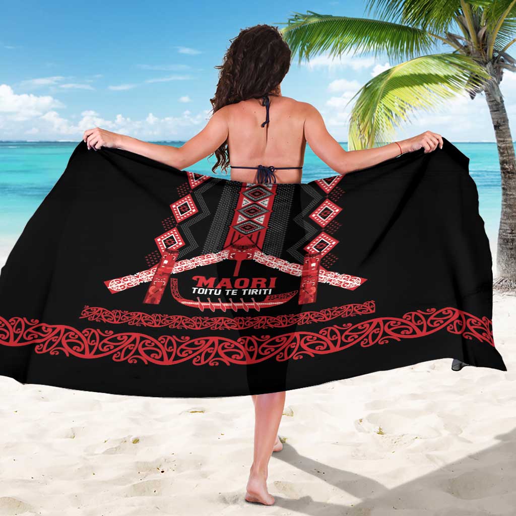 Toitu Te Tiriti Waitangi Sarong Black Wharenui House LT9 - Polynesian Pride