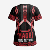 Toitu Te Tiriti Waitangi Scrub Top Black Wharenui House LT9 - Polynesian Pride