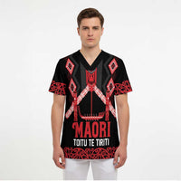 Toitu Te Tiriti Waitangi Scrub Top Black Wharenui House LT9 - Polynesian Pride
