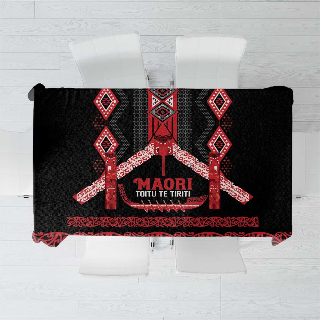 Toitu Te Tiriti Waitangi Tablecloth Black Wharenui House LT9 Black - Polynesian Pride
