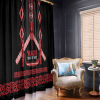 Toitu Te Tiriti Waitangi Window Curtain Black Wharenui House LT9 - Polynesian Pride
