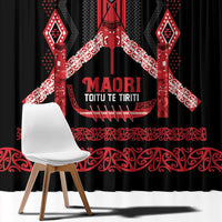 Toitu Te Tiriti Waitangi Window Curtain Black Wharenui House LT9 - Polynesian Pride