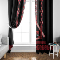 Toitu Te Tiriti Waitangi Window Curtain Black Wharenui House LT9 - Polynesian Pride
