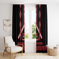 Toitu Te Tiriti Waitangi Window Curtain Black Wharenui House LT9 - Polynesian Pride