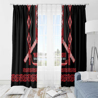 Toitu Te Tiriti Waitangi Window Curtain Black Wharenui House LT9 - Polynesian Pride