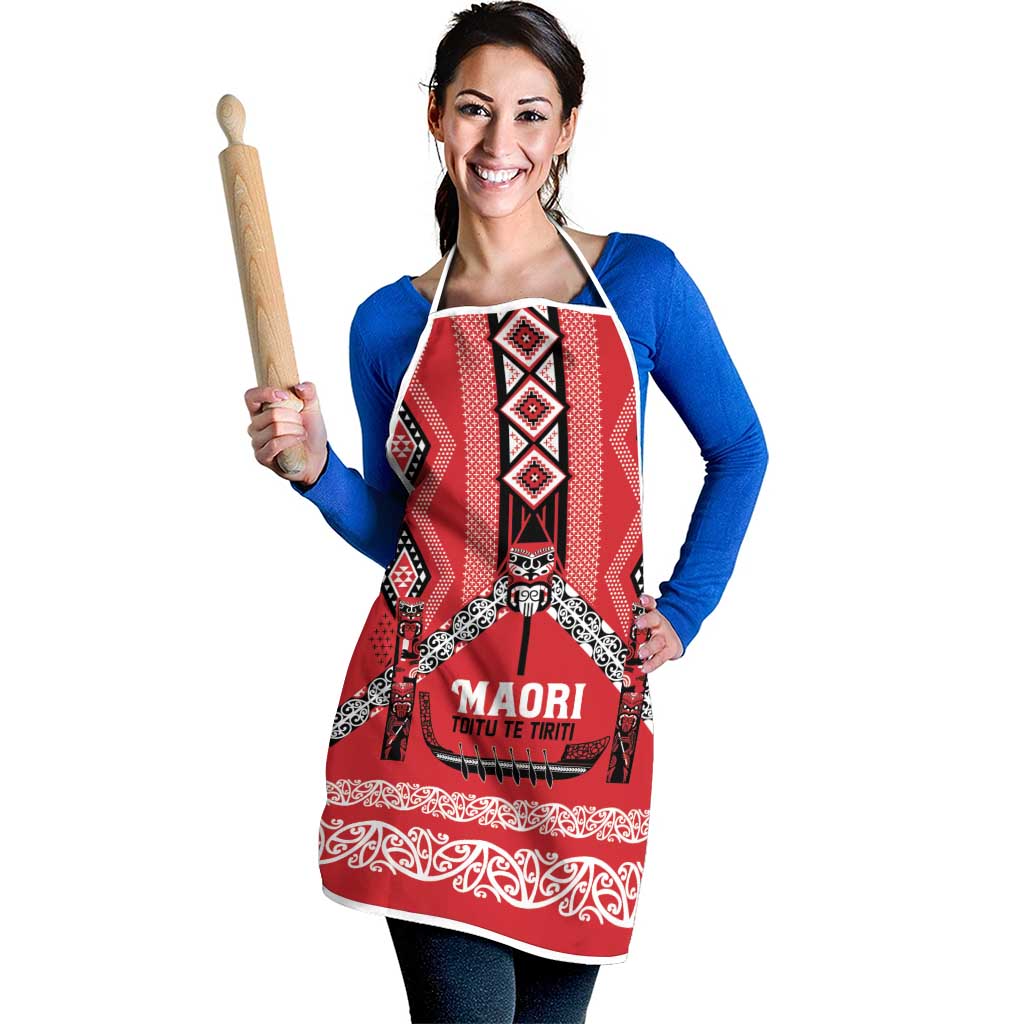 Toitu Te Tiriti Waitangi Apron Red Wharenui House LT9 - Polynesian Pride