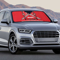 Toitu Te Tiriti Waitangi Auto Sun Shade Red Wharenui House LT9 - Polynesian Pride