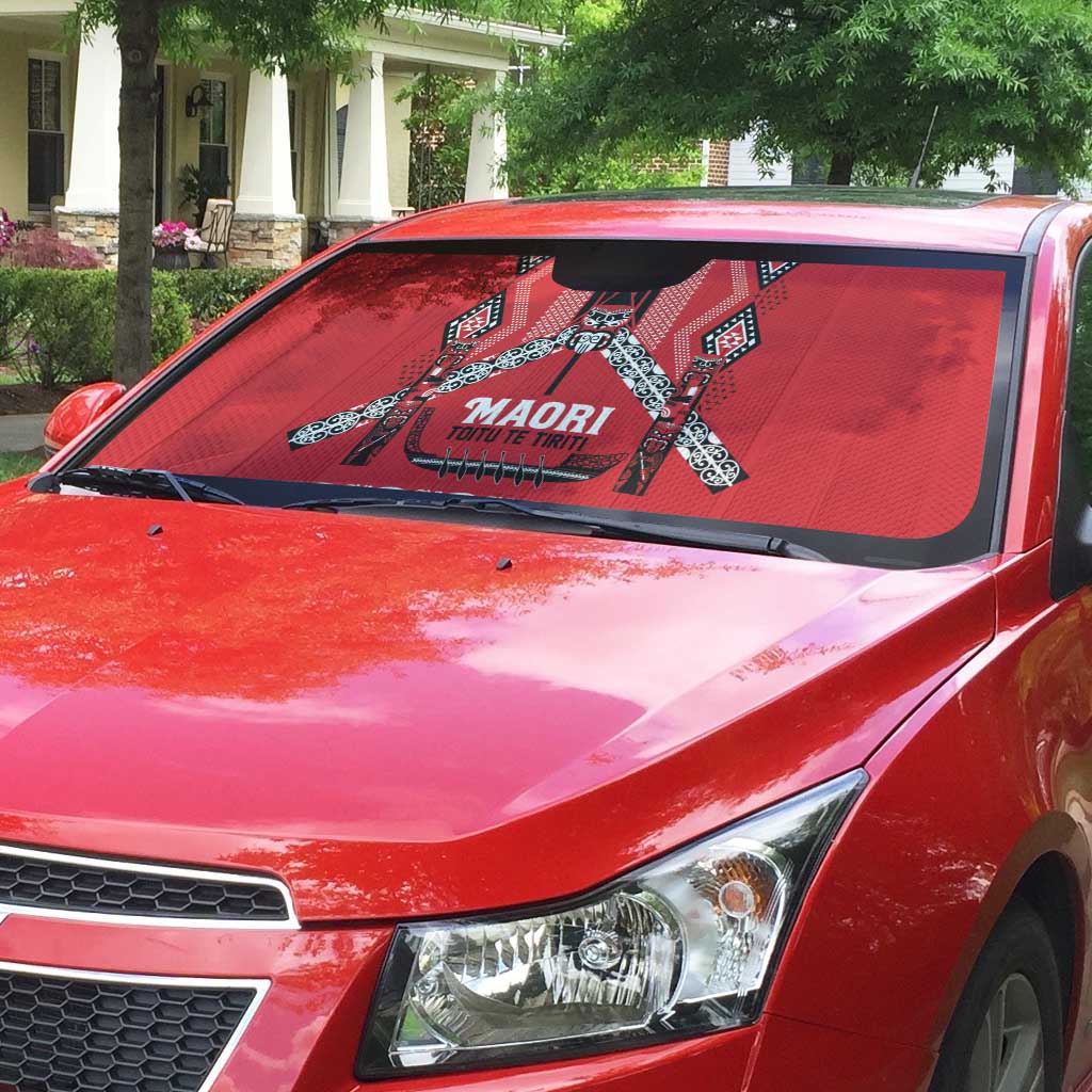 Toitu Te Tiriti Waitangi Auto Sun Shade Red Wharenui House LT9 - Polynesian Pride
