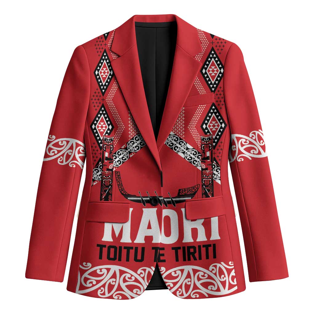 Toitu Te Tiriti Waitangi Blazer Red Wharenui House LT9 Unisex Red - Polynesian Pride