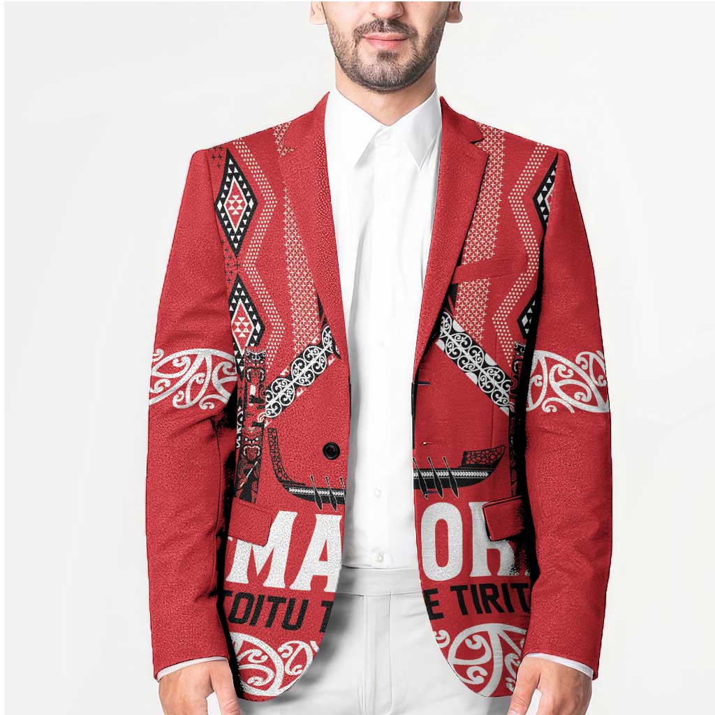 Toitu Te Tiriti Waitangi Blazer Red Wharenui House LT9 - Polynesian Pride
