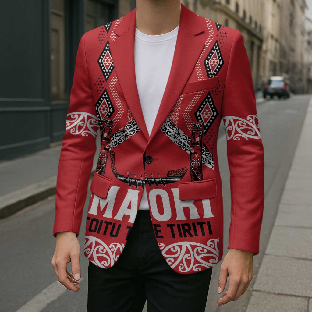 Toitu Te Tiriti Waitangi Blazer Red Wharenui House LT9 - Polynesian Pride