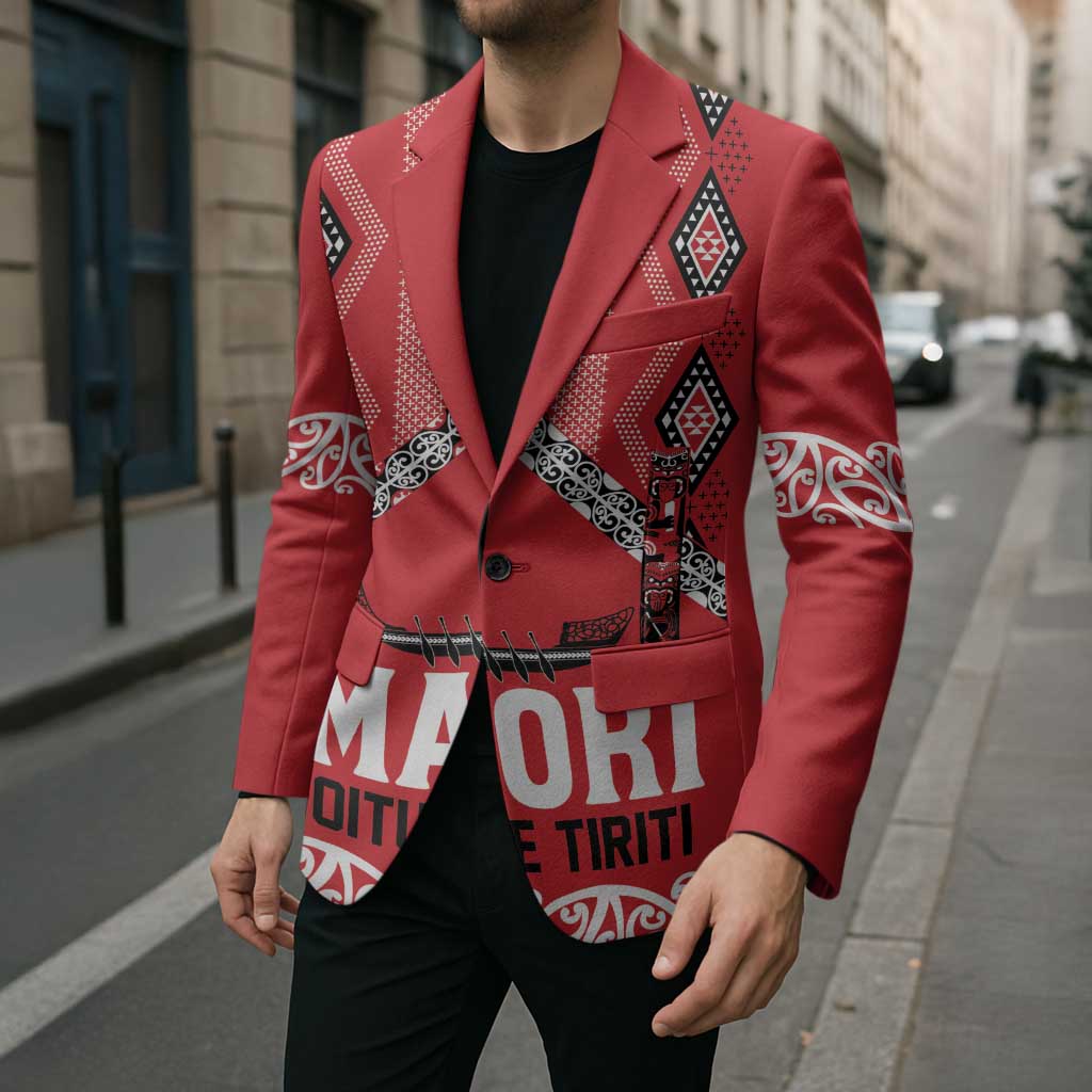 Toitu Te Tiriti Waitangi Blazer Red Wharenui House LT9 - Polynesian Pride