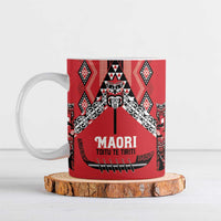 Toitu Te Tiriti Waitangi Ceramic Mug Red Wharenui House LT9 Red - Polynesian Pride