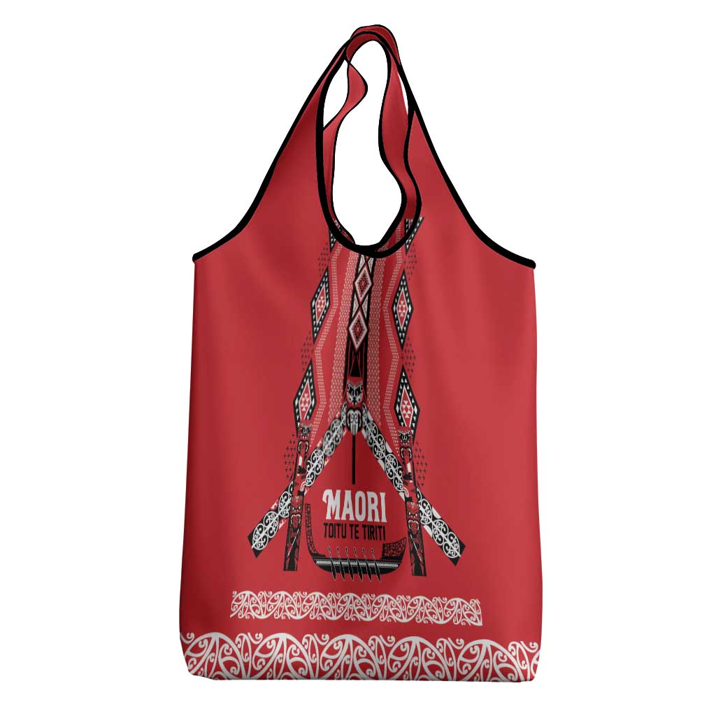 Toitu Te Tiriti Waitangi Grocery Bag Red Wharenui House LT9 - Polynesian Pride