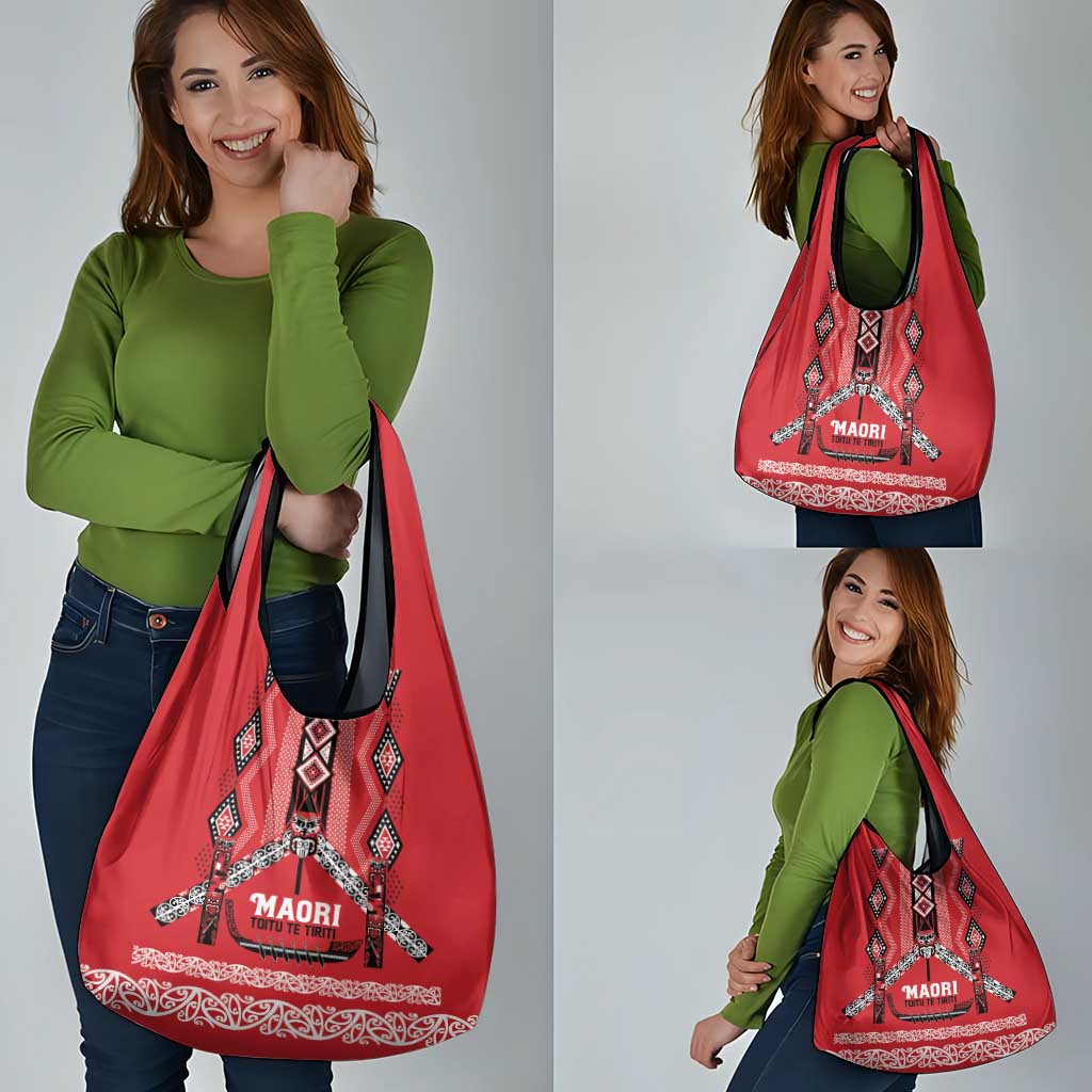Toitu Te Tiriti Waitangi Grocery Bag Red Wharenui House LT9 - Polynesian Pride