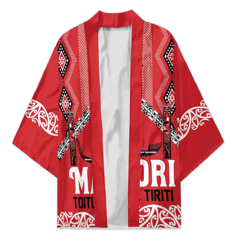 Toitu Te Tiriti Waitangi Kimono Red Wharenui House LT9 Unisex Red - Polynesian Pride