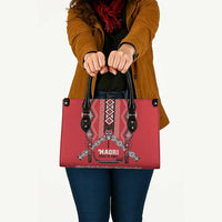 Toitu Te Tiriti Waitangi Leather Bag Red Wharenui House LT9 - Polynesian Pride