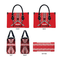 Toitu Te Tiriti Waitangi Leather Bag Red Wharenui House LT9 - Polynesian Pride