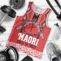 Toitu Te Tiriti Waitangi Men Tank Top Red Wharenui House LT9 - Polynesian Pride