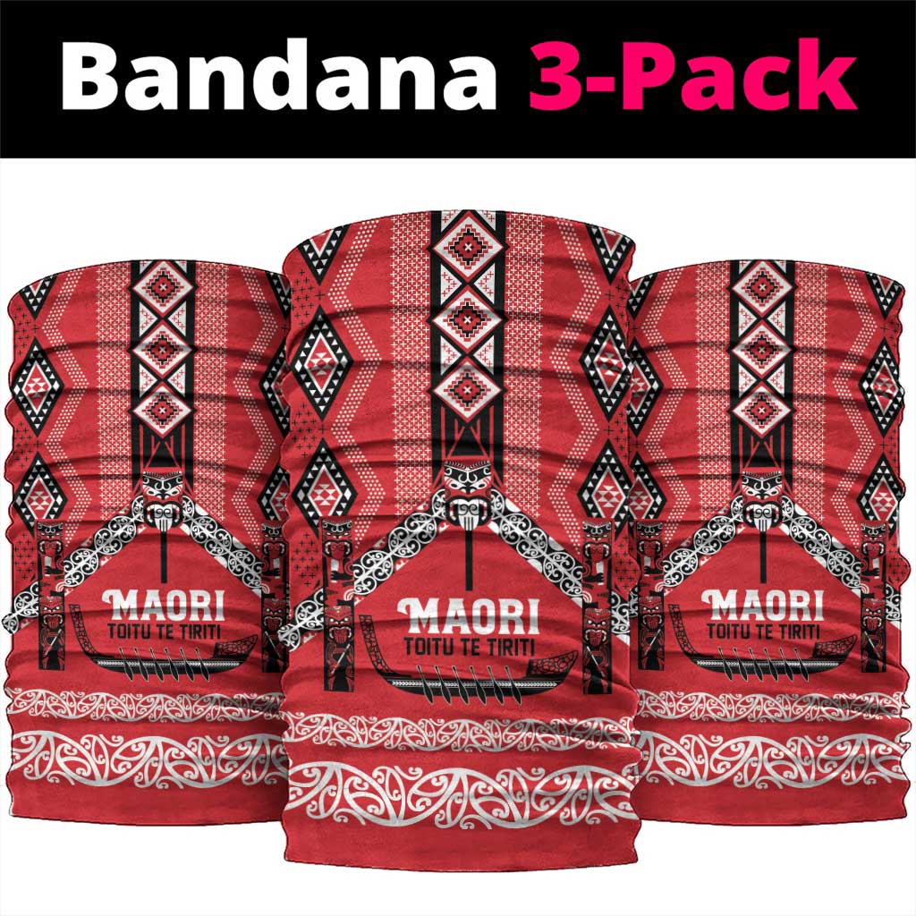 Toitu Te Tiriti Waitangi Neck Gaiter Red Wharenui House LT9 package One Size: 25*50cm Red - Polynesian Pride
