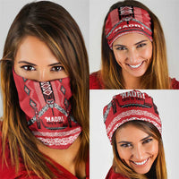 Toitu Te Tiriti Waitangi Neck Gaiter Red Wharenui House LT9 - Polynesian Pride