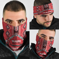 Toitu Te Tiriti Waitangi Neck Gaiter Red Wharenui House LT9 - Polynesian Pride