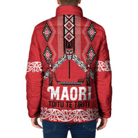 Toitu Te Tiriti Waitangi Padded Jacket Red Wharenui House LT9 - Polynesian Pride