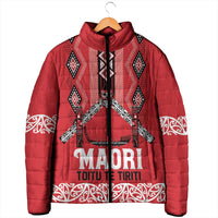 Toitu Te Tiriti Waitangi Padded Jacket Red Wharenui House LT9 - Polynesian Pride
