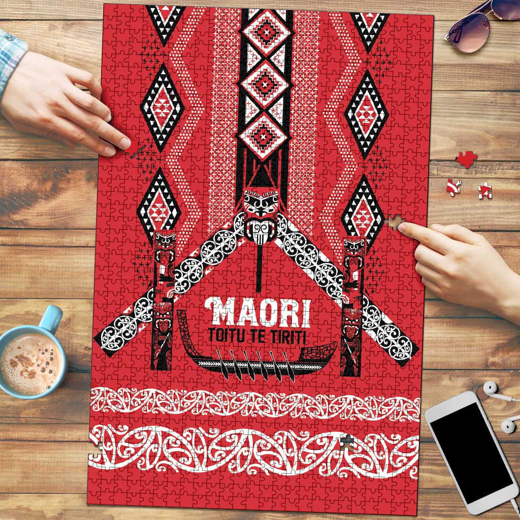 Toitu Te Tiriti Waitangi Puzzle Red Wharenui House LT9 Red - Polynesian Pride