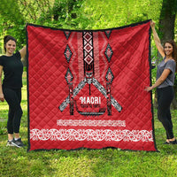 Toitu Te Tiriti Waitangi Quilt Red Wharenui House LT9 - Polynesian Pride