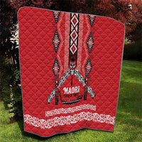 Toitu Te Tiriti Waitangi Quilt Red Wharenui House LT9 - Polynesian Pride