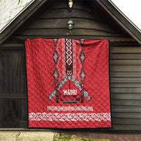 Toitu Te Tiriti Waitangi Quilt Red Wharenui House LT9 - Polynesian Pride