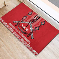 Toitu Te Tiriti Waitangi Rubber Doormat Red Wharenui House LT9 - Polynesian Pride