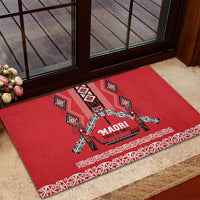 Toitu Te Tiriti Waitangi Rubber Doormat Red Wharenui House LT9 - Polynesian Pride