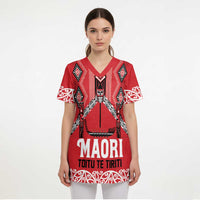 Toitu Te Tiriti Waitangi Scrub Top Red Wharenui House LT9 - Polynesian Pride