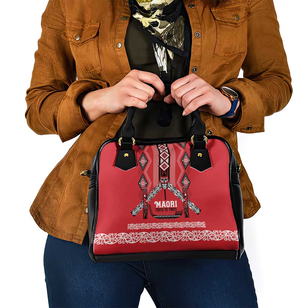 Toitu Te Tiriti Waitangi Shoulder Handbag Red Wharenui House LT9 - Polynesian Pride