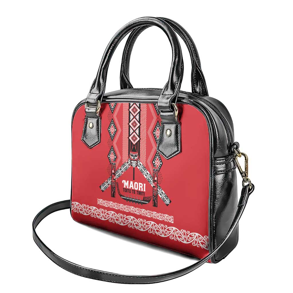 Toitu Te Tiriti Waitangi Shoulder Handbag Red Wharenui House LT9 - Polynesian Pride