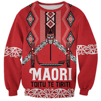 Toitu Te Tiriti Waitangi Sweatshirt Red Wharenui House LT9 Unisex Red - Polynesian Pride
