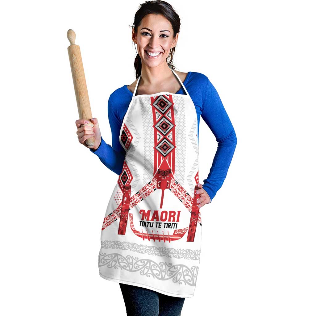 Toitu Te Tiriti Waitangi Apron White Wharenui House LT9 - Polynesian Pride