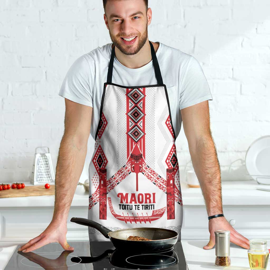 Toitu Te Tiriti Waitangi Apron White Wharenui House LT9 - Polynesian Pride