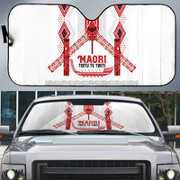 Toitu Te Tiriti Waitangi Auto Sun Shade White Wharenui House LT9 white - Polynesian Pride