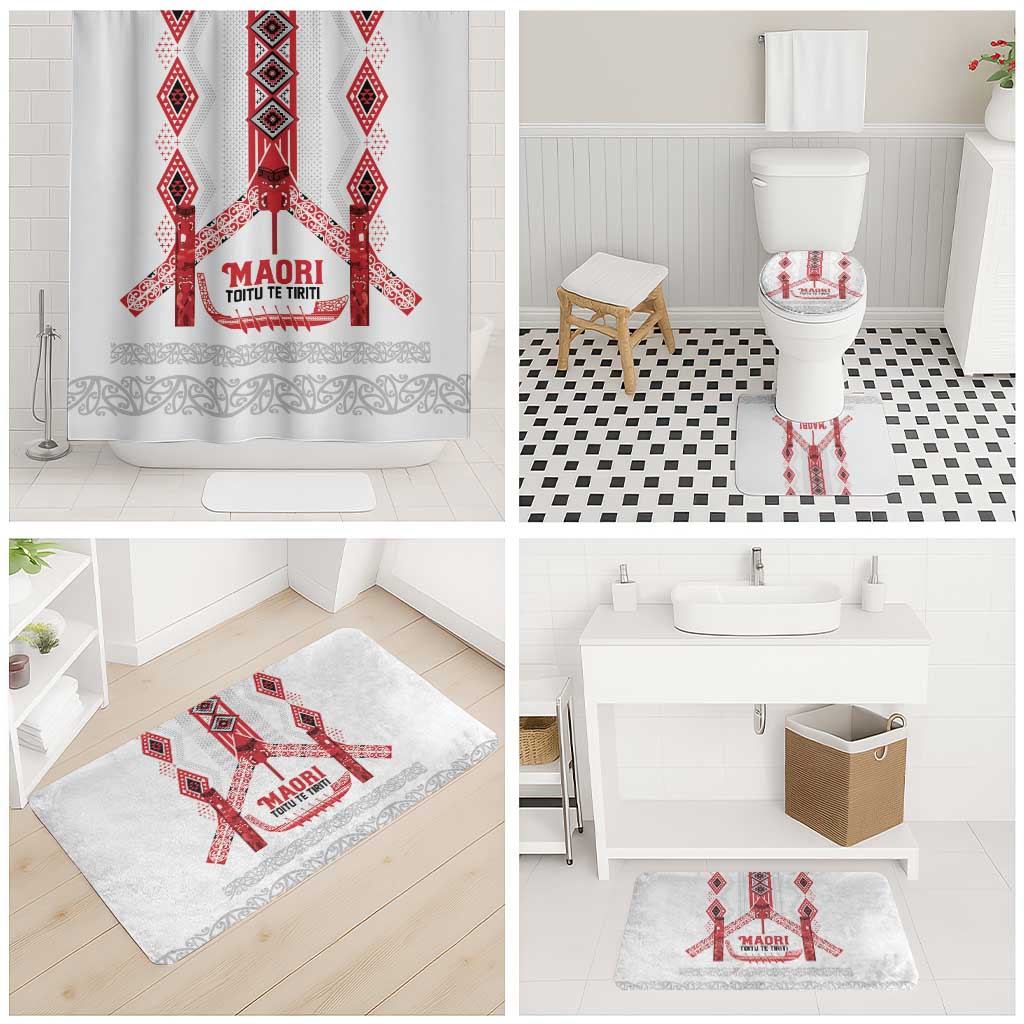 Toitu Te Tiriti Waitangi Bathroom Set White Wharenui House LT9 - Polynesian Pride